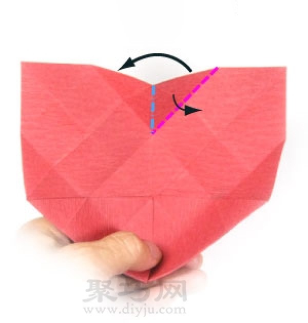 Three-dimensional heart-shaped origami method