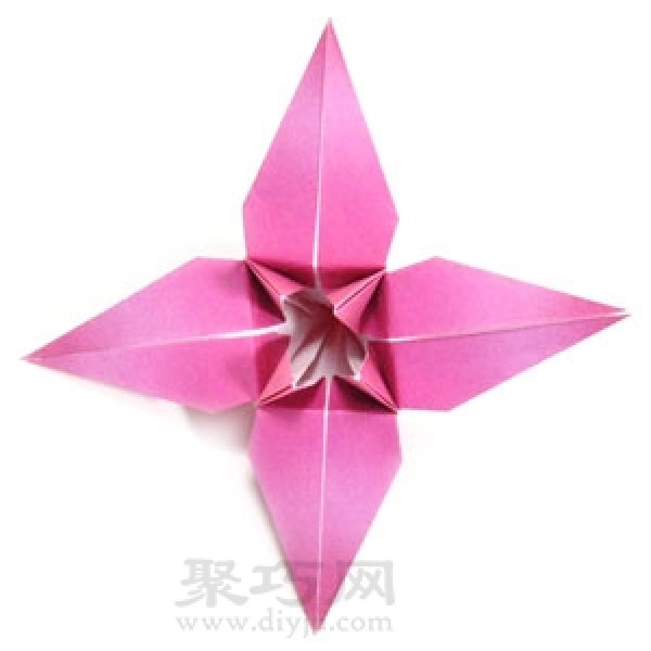 Simple origami lily flower folding method