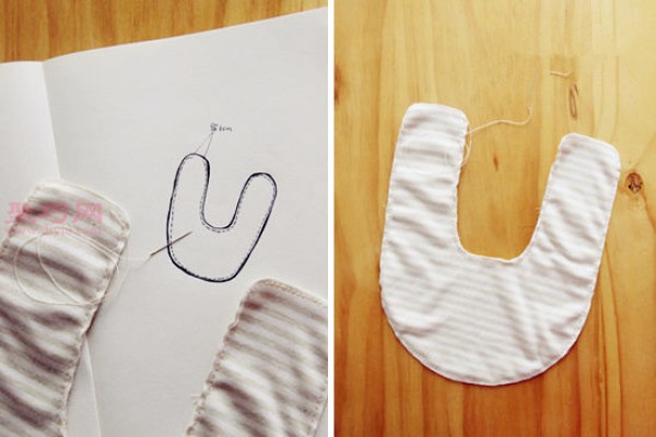 How to make baby bibs. Illustration of how to make saliva wipes for newborn babies.