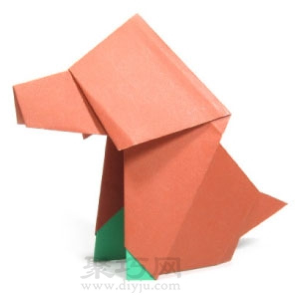 Simple origami three-dimensional puppy folding method