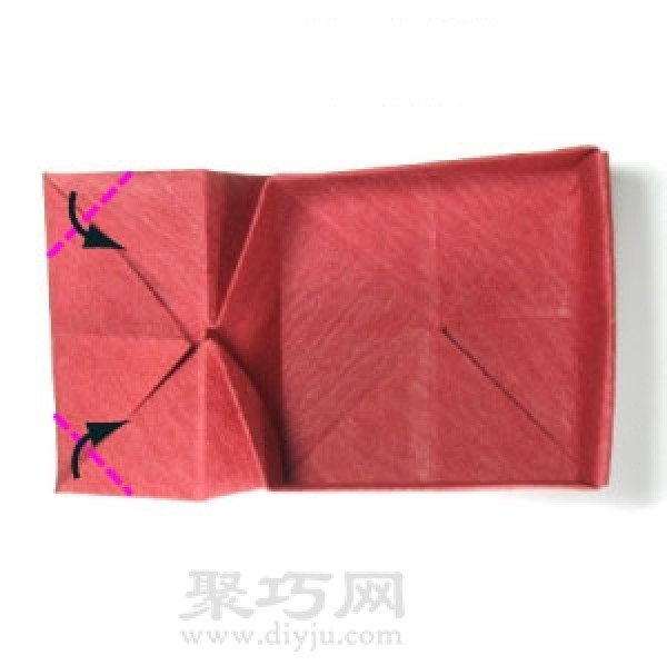 Illustration of how to fold a handmade origami square hat