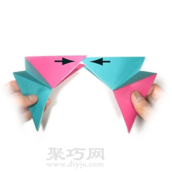 Illustration of handmade origami three-dimensional star folding method