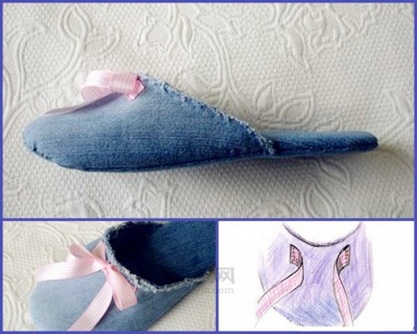 How to make handmade cotton slippers from waste jeans and clever use of old clothes