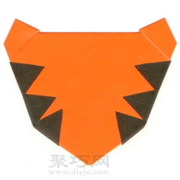 Illustration of how to fold handmade origami tiger head