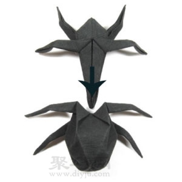 Simple origami three-dimensional spider folding method