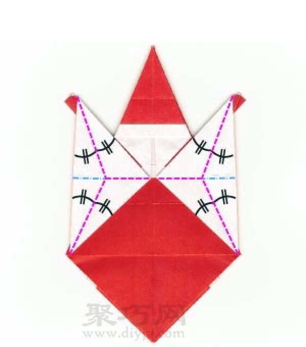 Illustration of steps to make origami 3D Santa Claus