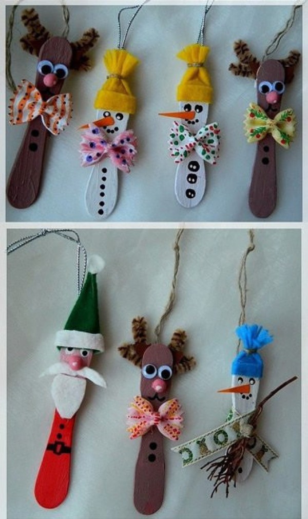 DIY painted snowman on ice cream sticks, creative production tutorial for turning waste into treasures with ice cream sticks