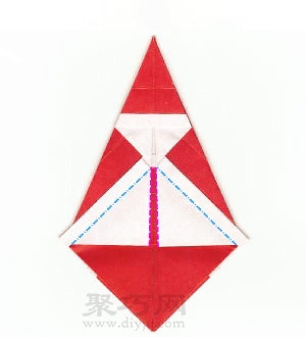 Illustration of steps to make origami 3D Santa Claus