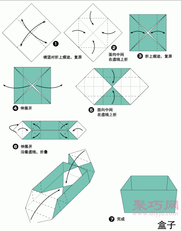 Manual origami box tutorial Illustration of how to fold a box