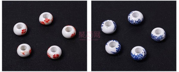 Chinese knot accessories 13MM flat large hole appliqué ceramic beads