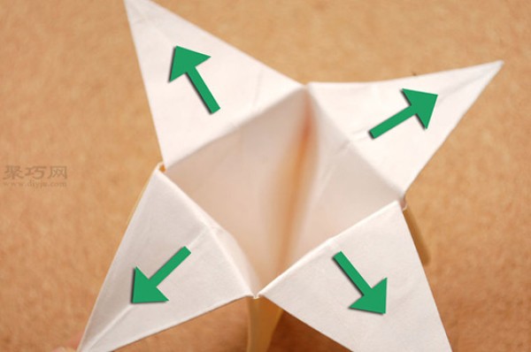 Illustration of how to fold a star box. How to fold a small gift box with four corners.