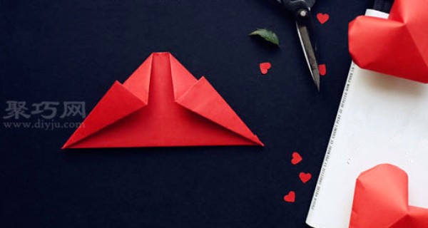 Illustrated tutorial on how to fold a three-dimensional heart How to fold a three-dimensional heart origami