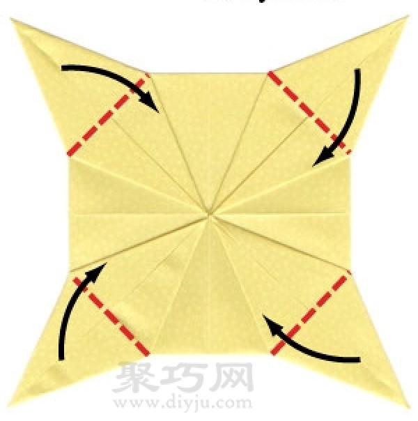 Illustration of folding method of handmade origami square table