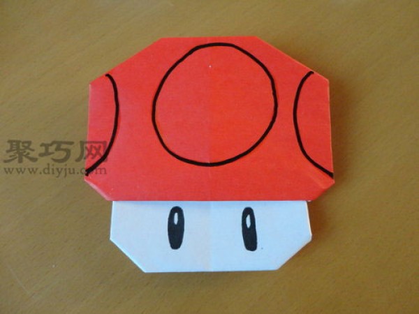 Mario Mushroom Origami Illustrated Tutorial of Handmade Origami Mushroom