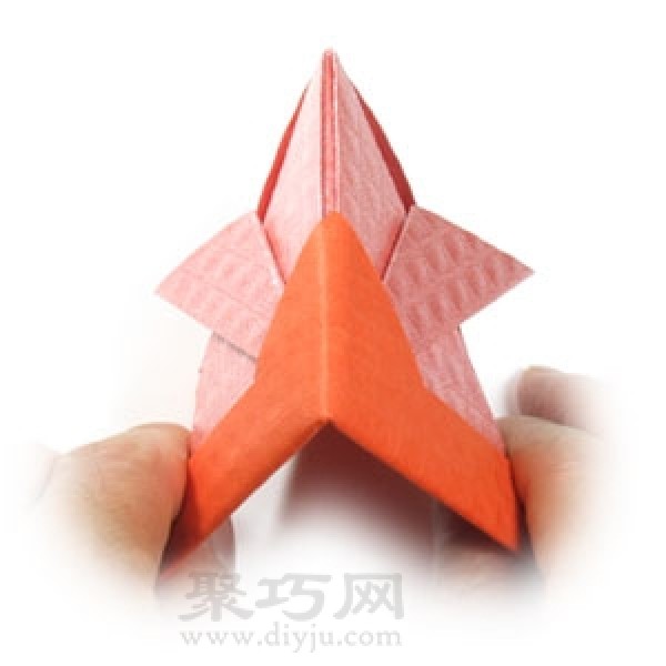 Illustration of steps for folding origami goldfish