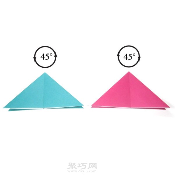 Illustration of handmade origami three-dimensional star folding method