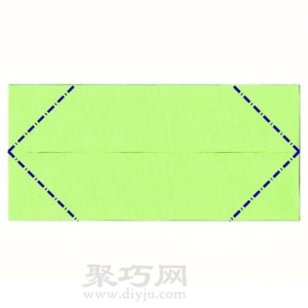 Illustration of the steps for folding a rectangular origami envelope