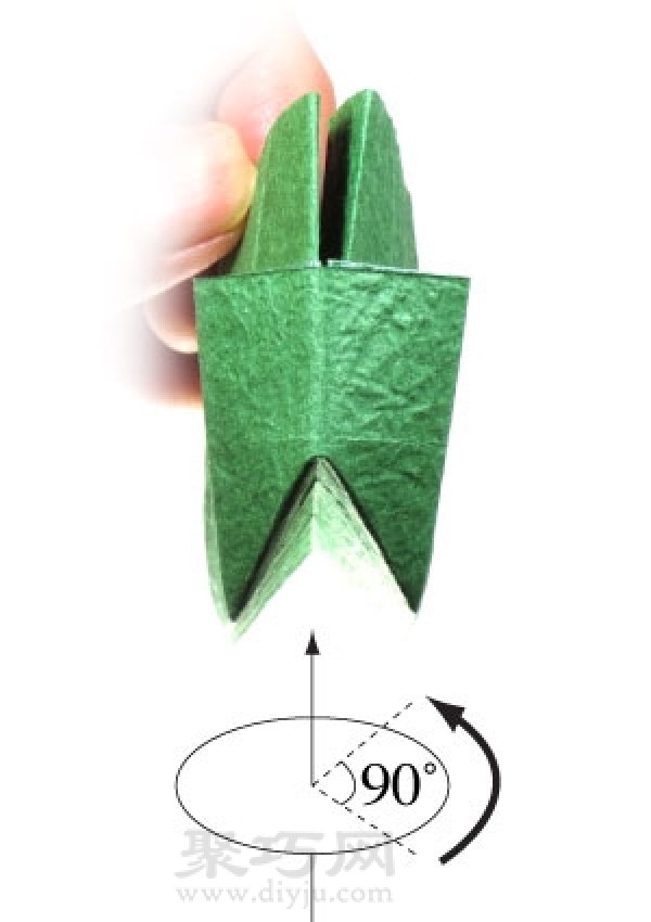 Illustration of folding origami butterfly box