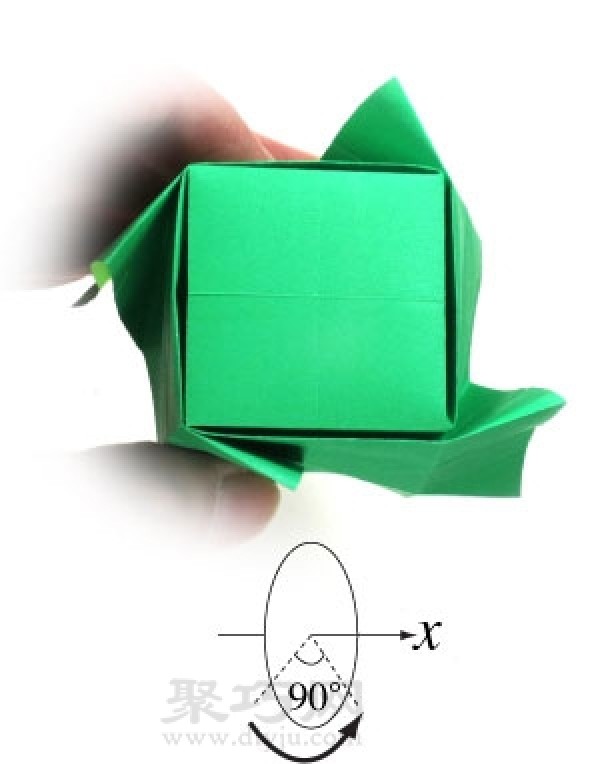 Hollow Cube Origami: Illustration of the folding method of forming a paper cube