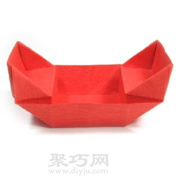 Illustration of how to fold a handmade origami boat with a seat