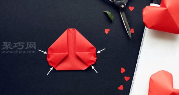 Illustrated tutorial on how to fold a three-dimensional heart How to fold a three-dimensional heart origami