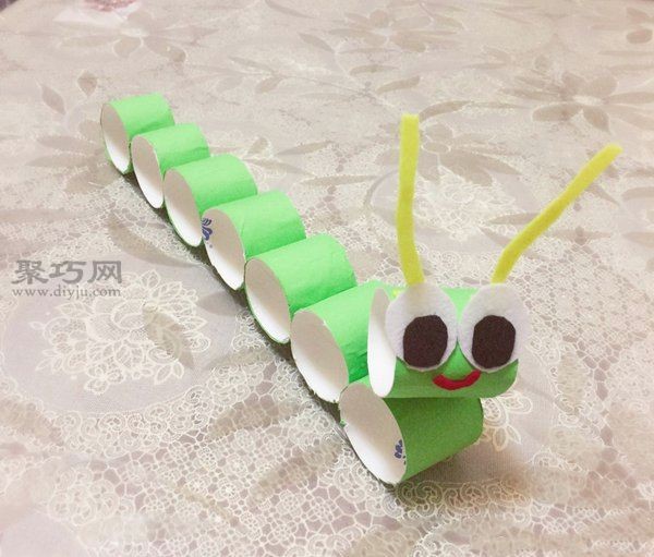 Toilet paper roll handmade caterpillar childrens toy