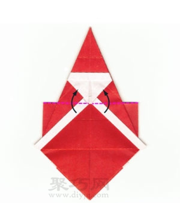 Illustration of steps to make origami 3D Santa Claus