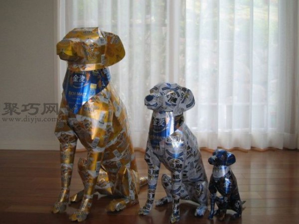 Collection of Can Waste Utilization Portfolio: Handmade Dogs from Cans