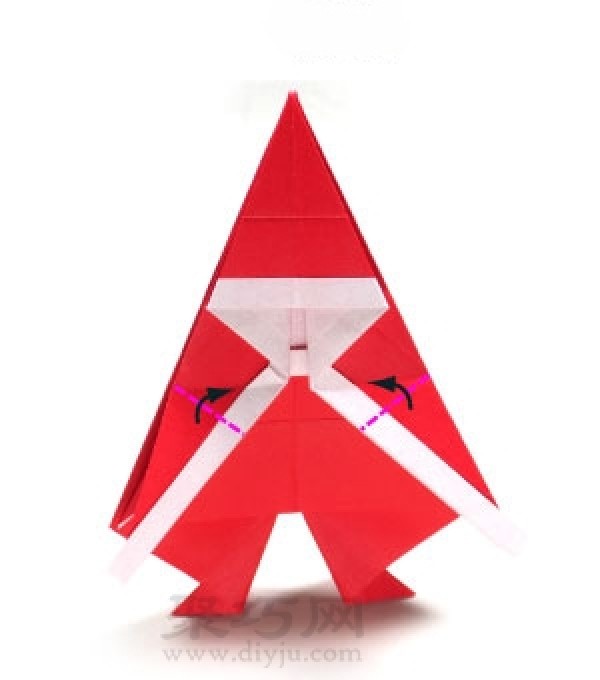 Illustration of steps to make origami 3D Santa Claus