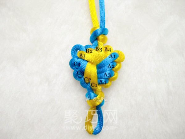 How to braid the Chinese knot Bao Knot 4 sets of Sanbao wiring diagram tutorial