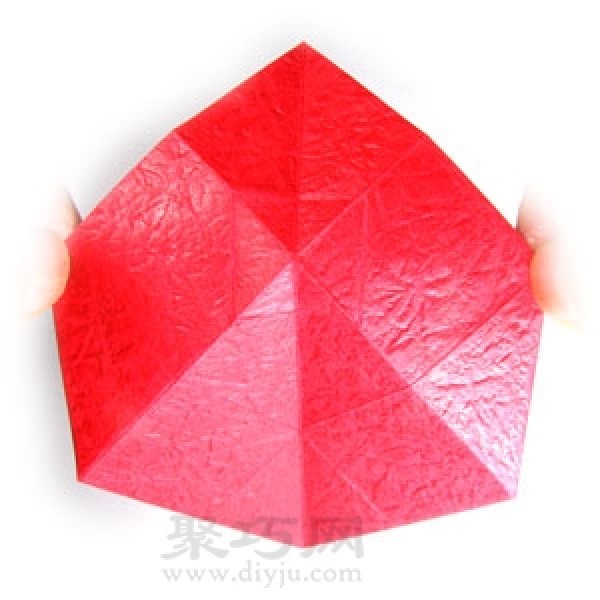 Origami red heart tutorial illustration