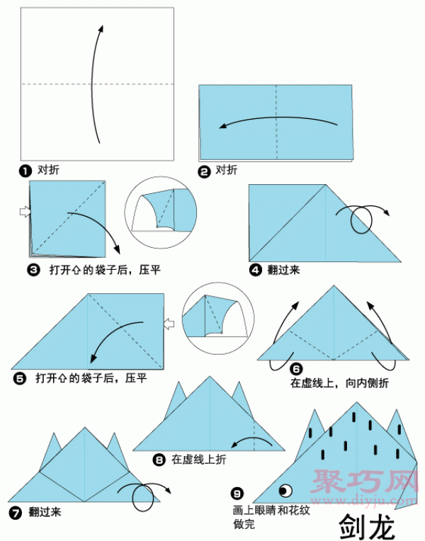 Stegosaurus Origami Tutorial Illustrated Learn How to Origami Stegosaurus