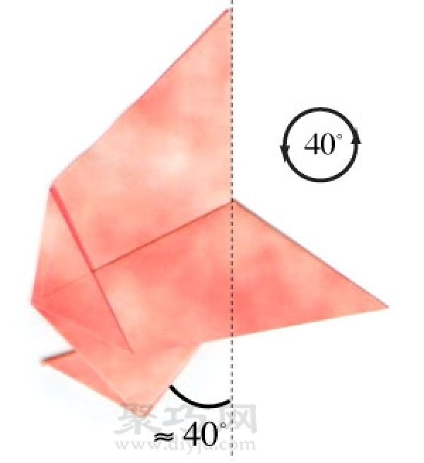 Illustration of how to fold a handmade origami hen