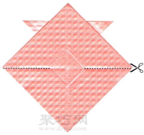 Illustration of steps for folding origami goldfish