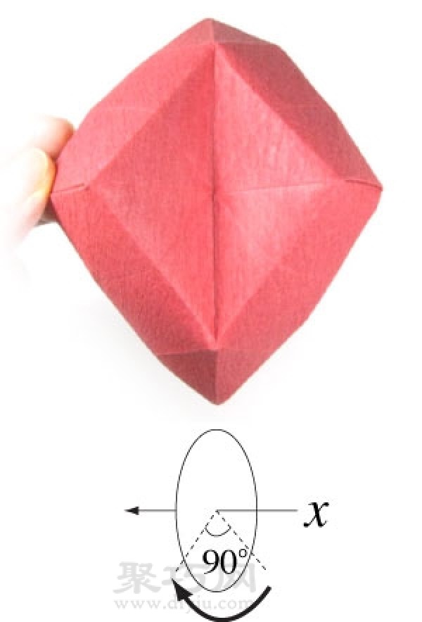 Three-dimensional heart-shaped origami method