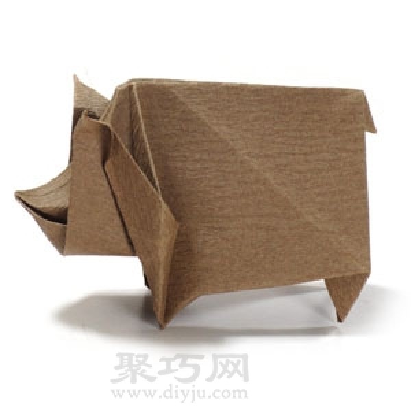 Three-dimensional rhinoceros origami method