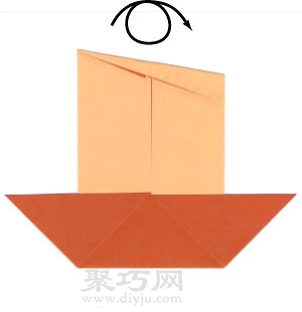 Illustration of the steps of origami sailboat. Very simple origami sailboat for children.