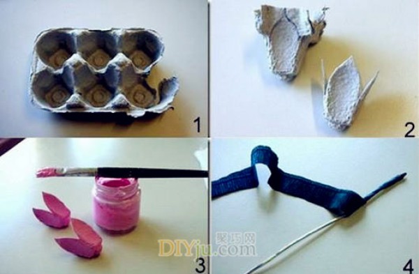 Egg tray diy tulips, egg cartons turned waste into treasure fake flowers collection