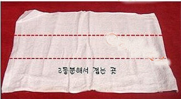 Illustration of how to fold a sheep head towel in Korean drama