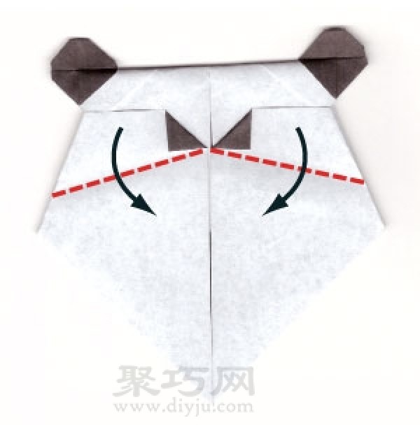 Simple origami panda face folding method