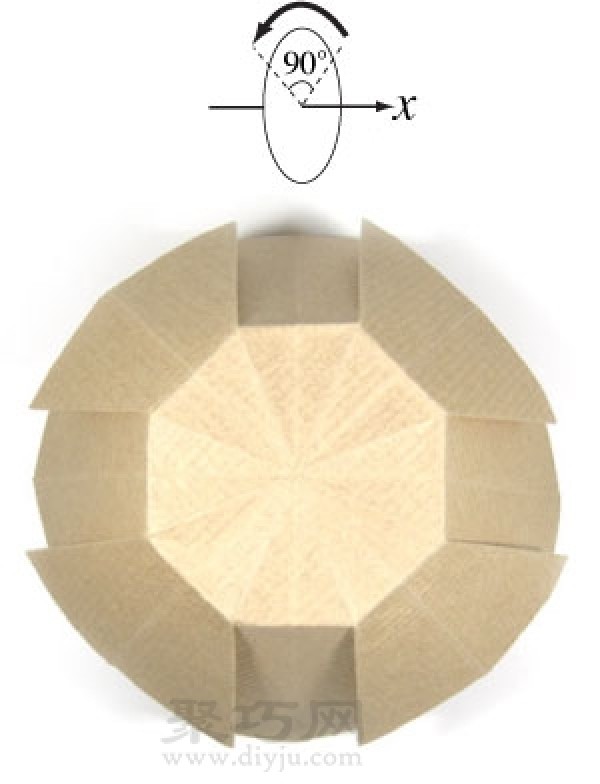 Round origami bowl tutorial illustration