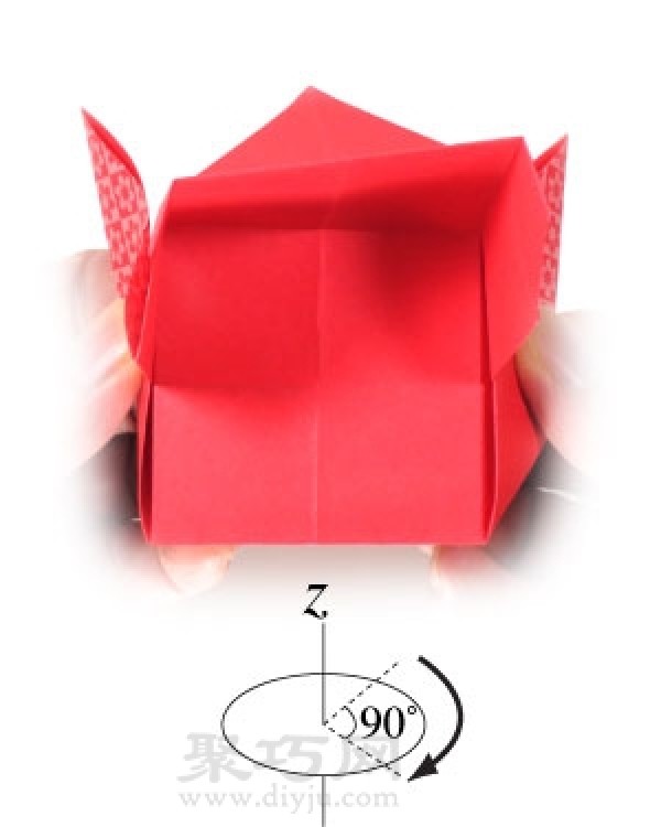 Illustration of steps for making origami Santas sleigh