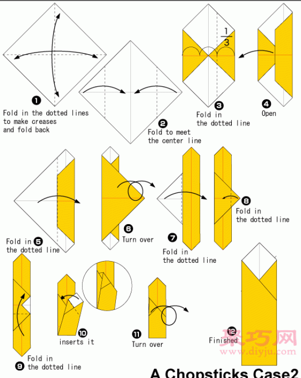 Chopstick Bag Origami Tutorial Illustrated Learn How to Origami Chopstick Bag