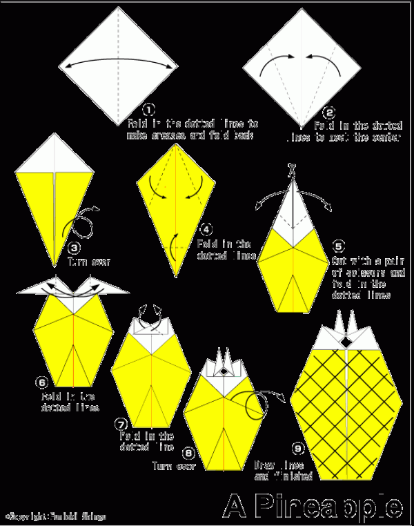 Simple origami pineapple tutorial for children