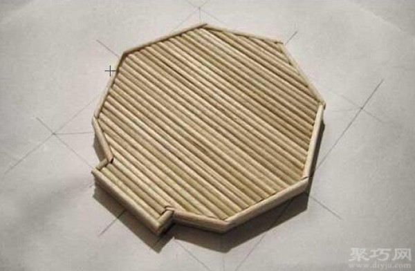 Disposable chopsticks DIY pavilion model handmade pavilion tutorial illustration