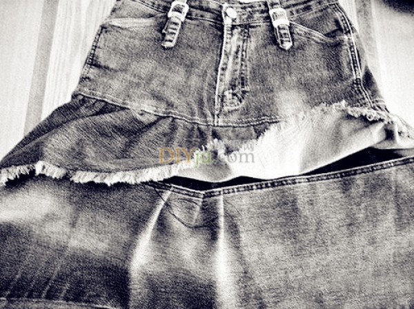 Jeans diy retro style multi-layered skirt tutorial teaches you how to make a denim cake skirt