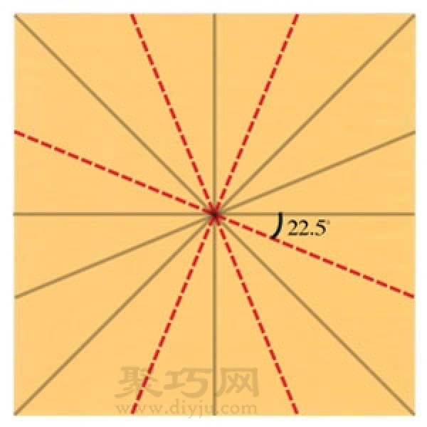 Basic origami folding method: folding square paper into regular octagon