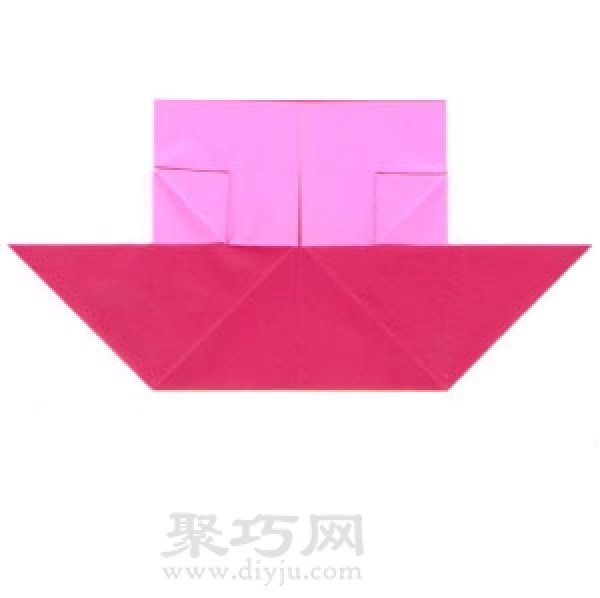 Origami steamship with chimney step by step illustration