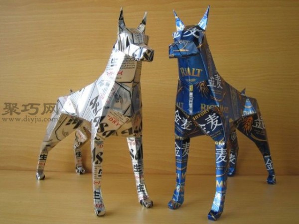 Collection of Can Waste Utilization Portfolio: Handmade Dogs from Cans