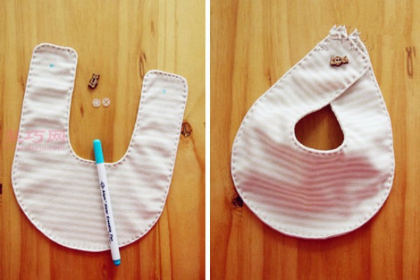 How to make baby bibs. Illustration of how to make saliva wipes for newborn babies.